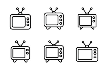 Set of television icon symbol vector on white background