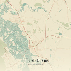 Obraz premium Vintage map of L'Île-d'Olonne, France.