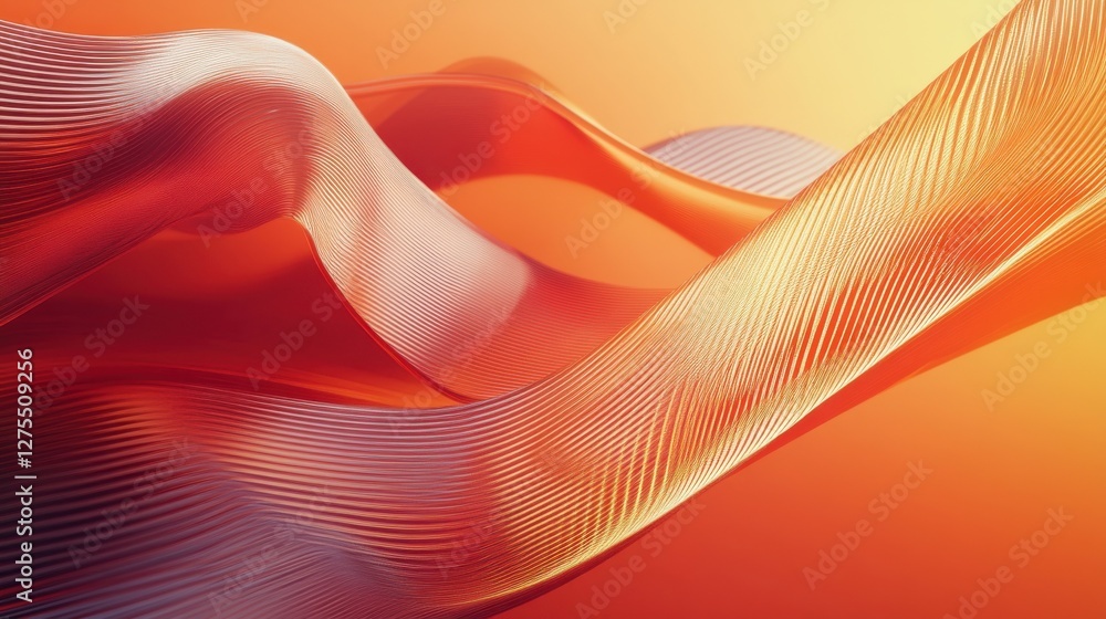Poster abstract waves of red and orange with smooth lines and gradients