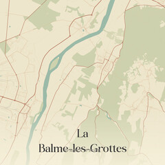 Obraz premium Vintage map of La Balme-les-Grottes, France.