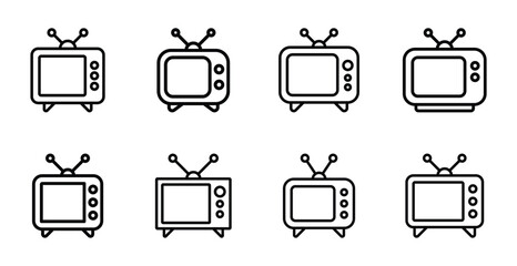 Set of television icon symbol vector on white background