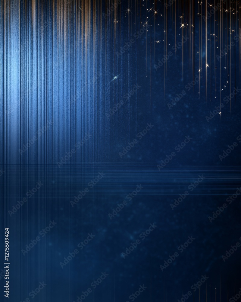 Poster a dark blue textured background with faint vertical lines and subtle star-like specks, creating a se