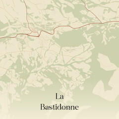 Fototapeta premium Vintage map of La Bastidonne, France.