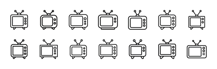 Set of television icon symbol vector on white background