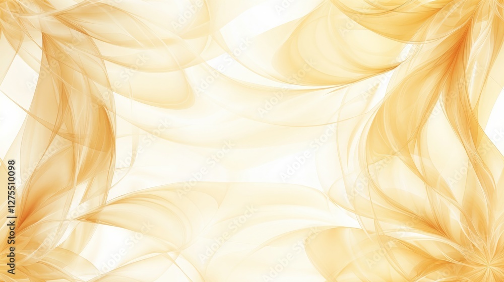 Poster abstract background with fluid lines and swirls in shades of orange and beige creating a sense of mo