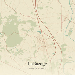 Fototapeta premium Vintage map of La Bazoge, France.