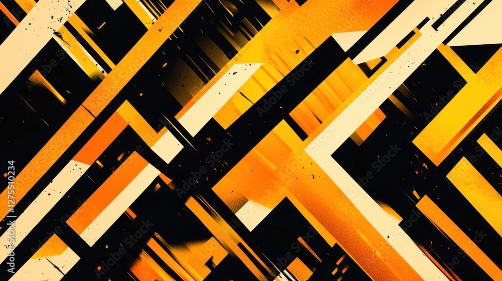 Poster abstract dynamic lines in bold orange and black color scheme