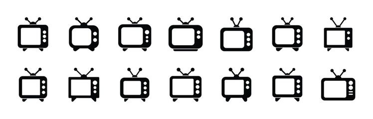 Set of television icon symbol vector on white background
