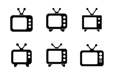 Set of television icon symbol vector on white background
