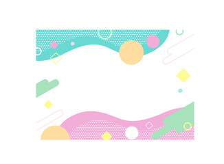 春　カラフル　水色　ピンク　ポップ 　ウェーブ　フレーム　背景