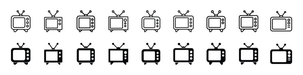 Set of television icon symbol vector on white background