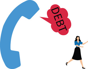 Debt payment notification via phone call concept