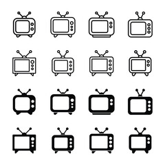 Set of television icon symbol vector on white background