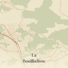 Fototapeta premium Vintage map of La Bouilladisse, France.