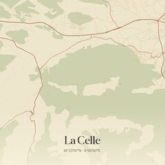 Fototapeta premium Vintage map of La Celle, France.