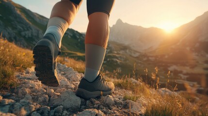 Sports injury from an ankle sprain during hiking. Featuring rehabilitation and recovery