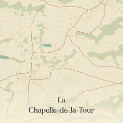Fototapeta premium Vintage map of La Chapelle-de-la-Tour, France.