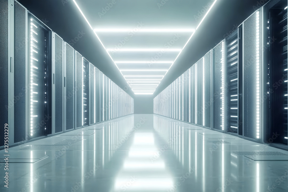 Aufkleber exploring the future of technology in a modern data center filled with illuminated server equipment