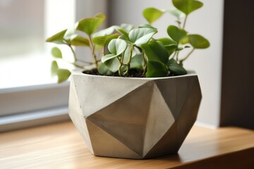 Concrete pot. Modern geometric concrete planter