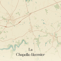 Obraz premium Vintage map of La Chapelle-Hermier, France.
