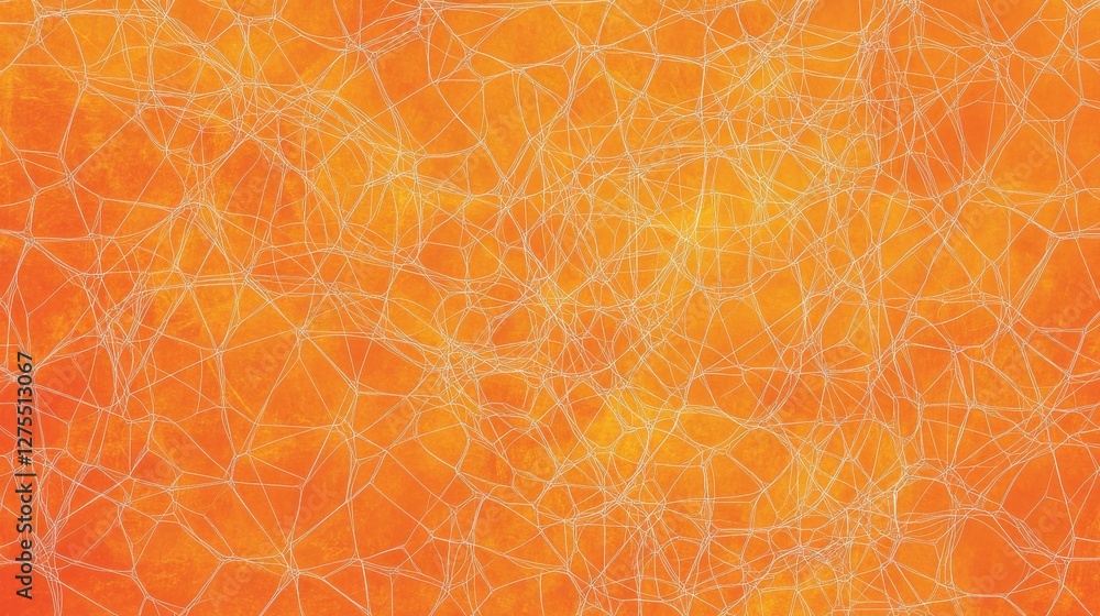 Poster bright orange abstract background with web-like patterns and textures