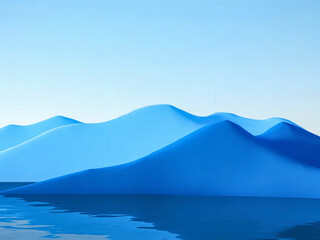 Chinese wind with layered mountains and lakes rendered in 3D