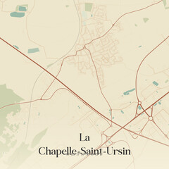Vintage map of La Chapelle-Saint-Ursin, France.
