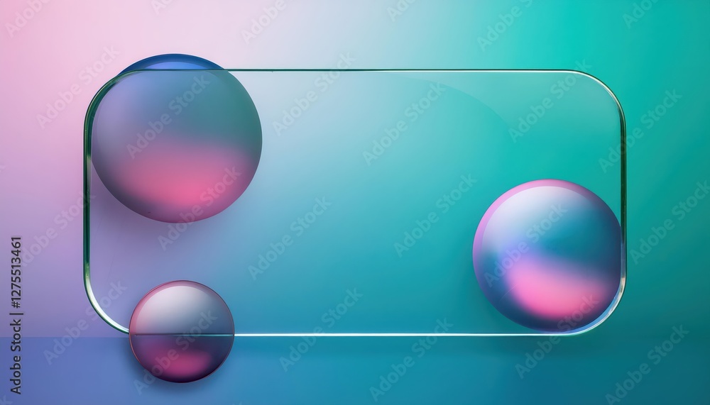 Poster website landing page template in glass morphism style a futuristic and vibrant design element showca