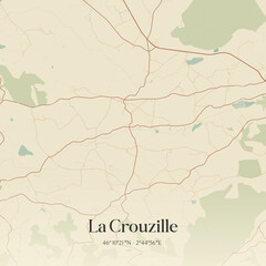 Obraz premium Vintage map of La Crouzille, France.