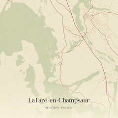 Obraz premium Vintage map of La Fare-en-Champsaur, France.