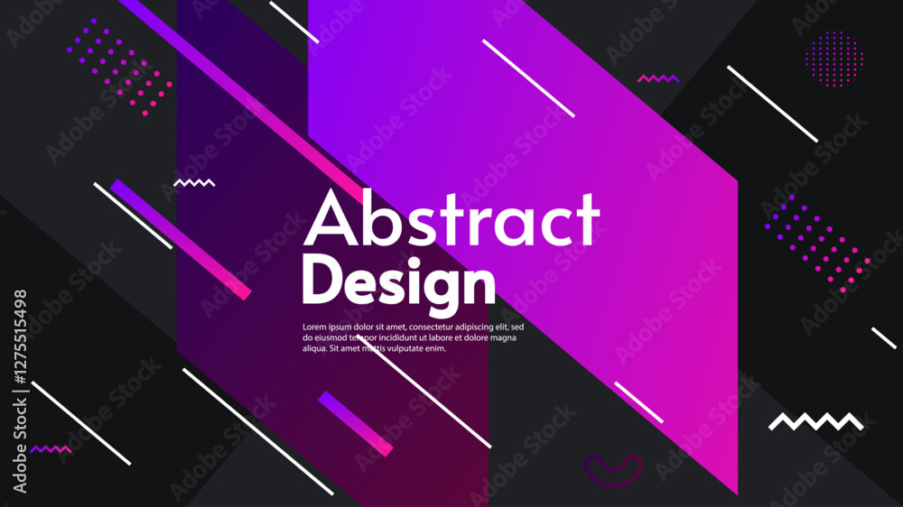 Poster modern background with geometry shapes. gradient colorful lines with dark backdrop. vector illustrat