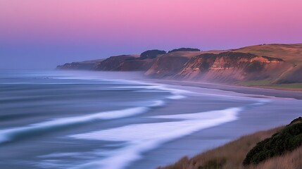 Obraz premium Coastal Cliffs Dramatic Sunset Ocean Waves Landscape