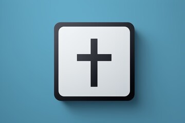 Obraz premium a close up of a black and white cross on a blue background