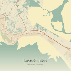 Fototapeta premium Vintage map of La Guérinière, France.