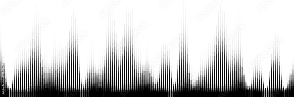 Aufkleber halftone gradient with lines as a sound wave. signals with different amplitude on timeline distribut