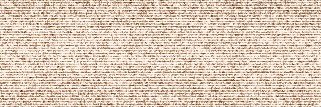 Seamless slub bg fabric with horizontal rows of knots texture of worn wool. Abstract patern of brown linen textile. Rough melange carpet with uneven dots and specks. Vector illustration