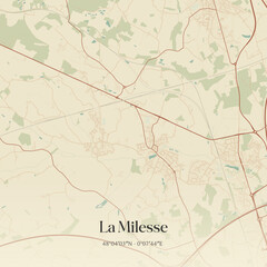 Fototapeta premium Vintage map of La Milesse, France.