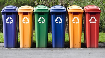 Colorful Recycling Bins: Sustainability, Waste Management, and Environmental Awareness