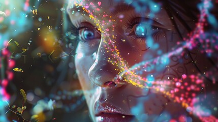 Close-up illustration of dna double helix structure with glowing blue strands representing genetic science and molecular biology