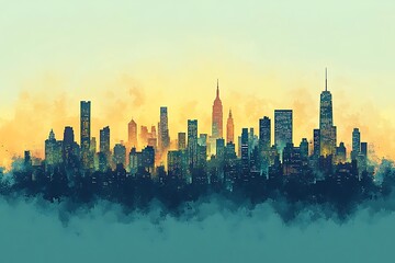Fototapeta premium City background made of different buildings