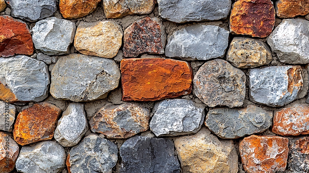 Poster close-up of a stone wall, showing texture and pattern, for background and design