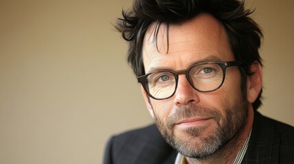 Fototapeta premium Portrait of a Man with Beard and Glasses