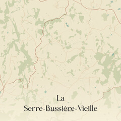 Vintage map of La Serre-Bussière-Vieille, France.