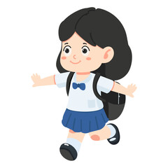 Joyful girl on her way to school