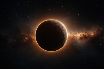 Obraz premium Planet, cosmic dust, space, glowing ring, nebula, science fiction, background, astronomy.