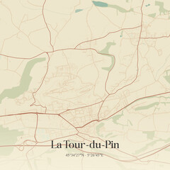 Obraz premium Vintage map of La Tour-du-Pin, France.