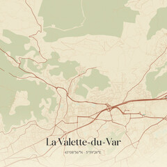 Fototapeta premium Vintage map of La Valette-du-Var, France.