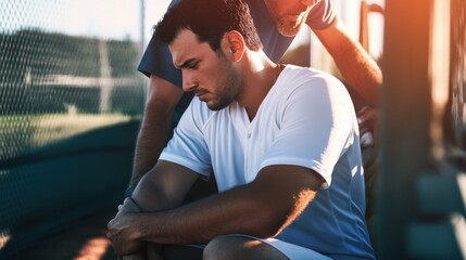 Sports injury involving a shoulder dislocation during baseball. Featuring injury stabilization and recovery