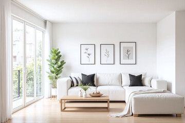 Modern living room window white sofa coffee table pictures