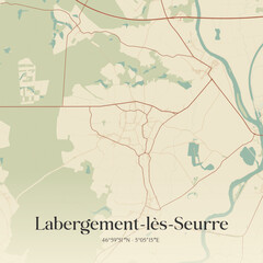 Fototapeta premium Vintage map of Labergement-lès-Seurre, France.